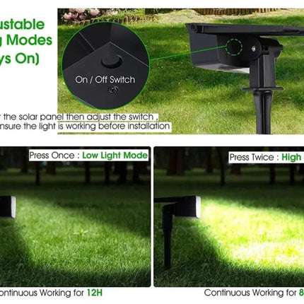 2 Pack 38 LEDs Solar Landscape Spotlights with 70deg; Adjustable Panel and IP65 Waterproof (White) Dropli, Home & Garden > Garden Lights, 2-pack-38-leds-solar-landscape-spotlights-with-70-deg