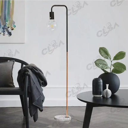 2 x Led Floor Light With Marble Base and Metal Matt Black and Copper Plating LED Vintage Globe Included-Home & Garden > Lighting-Koala Lamps and Lighting