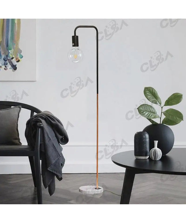 2 x Led Floor Light With Marble Base and Metal Matt Black and Copper Plating LED Vintage Globe Included-Home & Garden > Lighting-Koala Lamps and Lighting