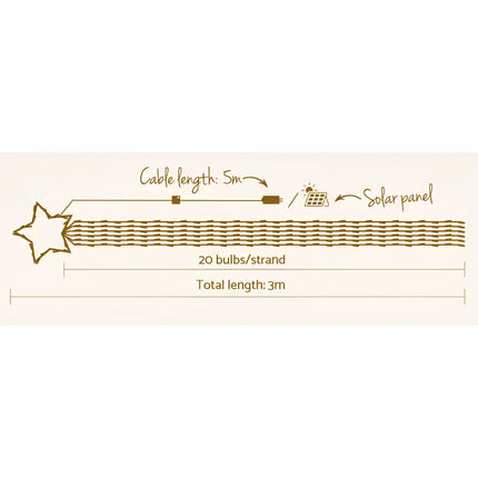 Solar-powered 200 LED 3M Christmas String Fairy Lights for festive outdoor decoration