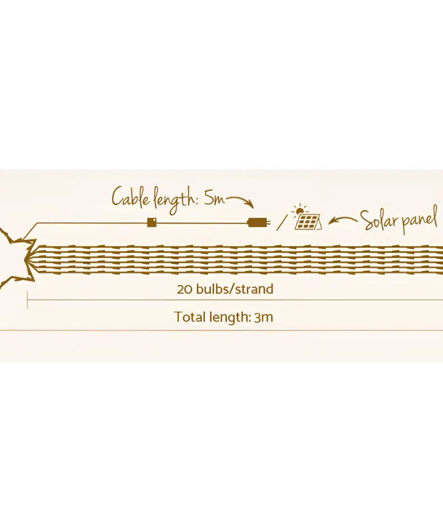 Solar-powered 200 LED 3M Christmas String Fairy Lights for festive outdoor decoration