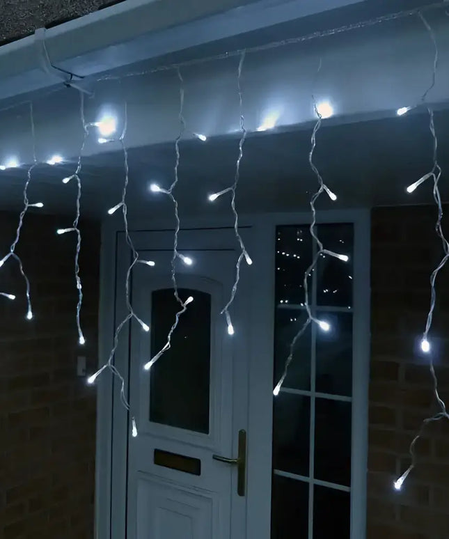 Icicle Christmas lights with 200 Solar LED Fairy Lights and 8 Function Memory Hold