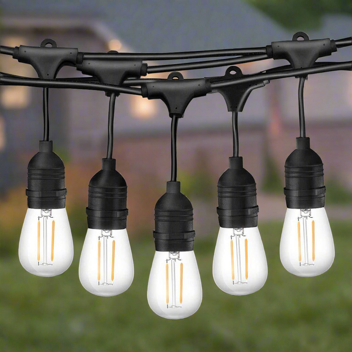 10m Black Hanging Festoon String Lights with 10 Bulb Plug in Kit