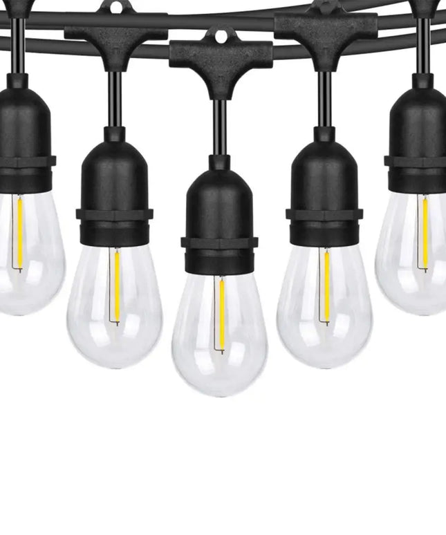 20m Black Solar Festoon String Lights with 20 Bulb Plug in Kit - Home & Garden > Lighting > Night Lights & Ambient