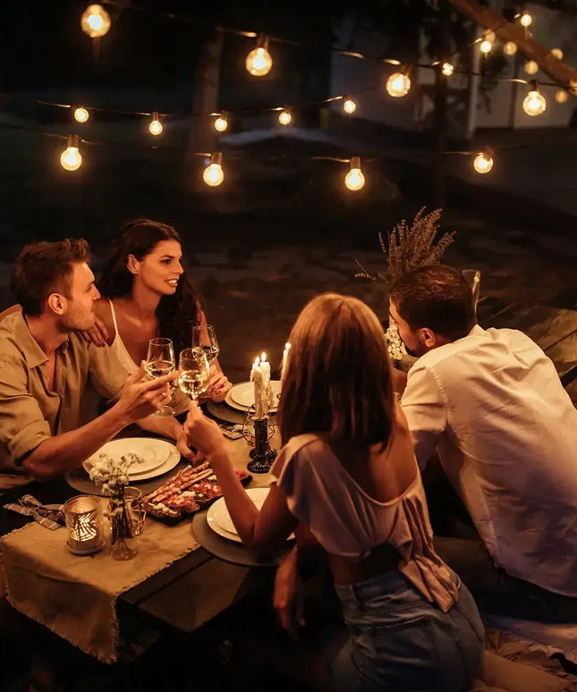 20m Black Solar Festoon String Lights with 20 Bulb Plug in Kit - Home & Garden > Lighting > Night Lights & Ambient