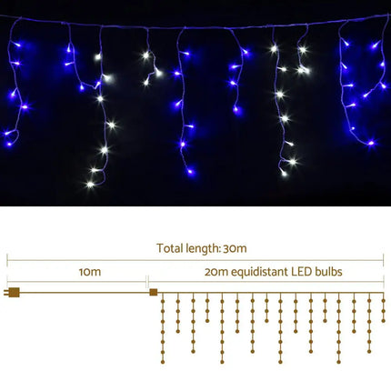 800 LED Christmas Icicle Lights White and Blue-Occasions > Lights-Dropli