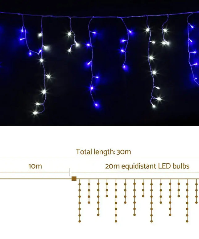 800 LED Christmas Icicle Lights White and Blue-Occasions > Lights-Dropli