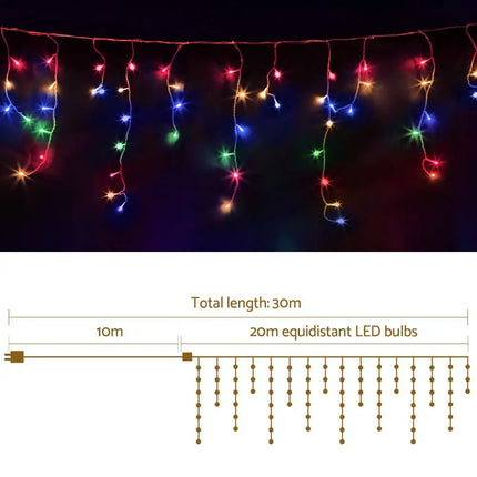 800 LED Christmas Icicle Lights Mutlicolour-Occasions > Lights-Dropli