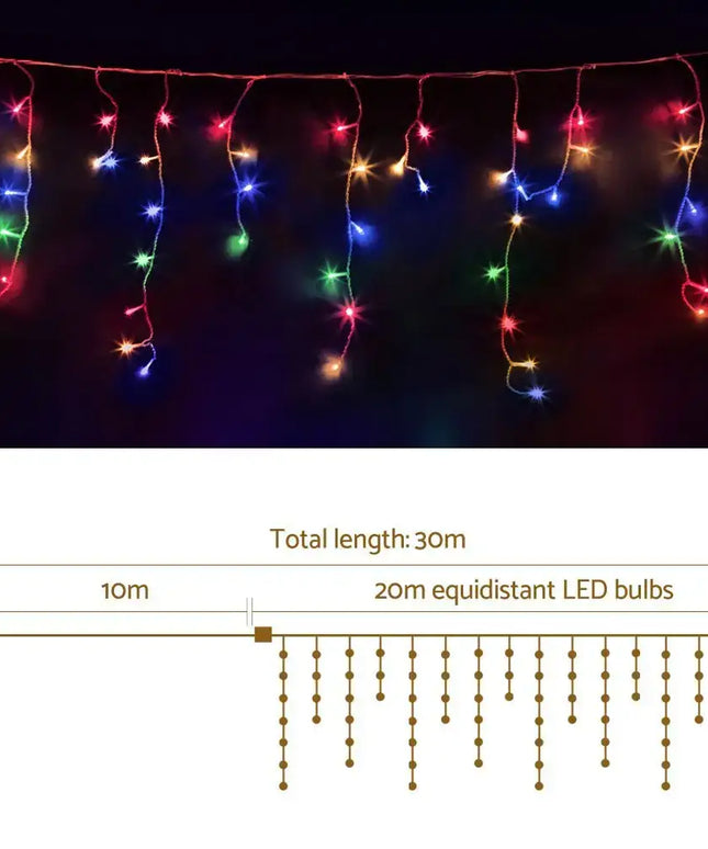 800 LED Christmas Icicle Lights Mutlicolour-Occasions > Lights-Dropli