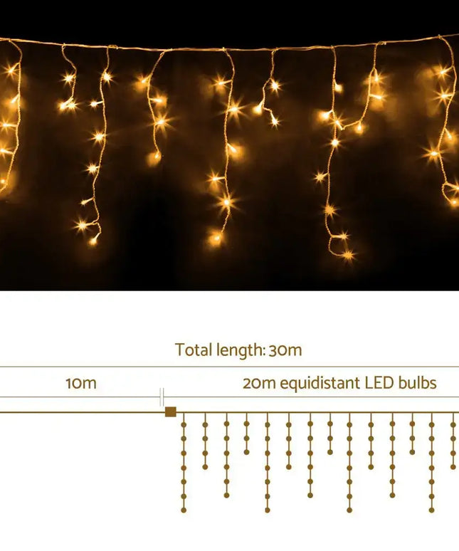 800 LED Christmas Icicle Lights Warm White-Occasions > Lights-Dropli
