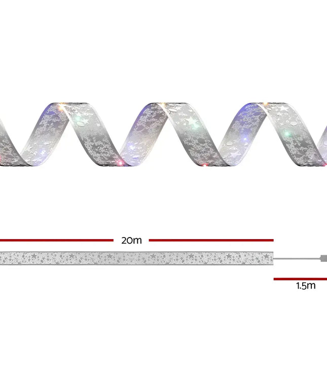 LED ribbon light with dimensions for 20M Christmas Lights Ribbon Fairy Light 200 LED Colored Jingle Jollys