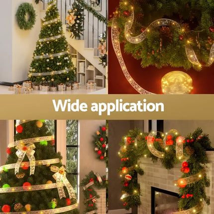Christmas decorations with illuminated ribbon from 20M Christmas Lights Ribbon Fairy Light 200 LED Warm Jingle Jollys