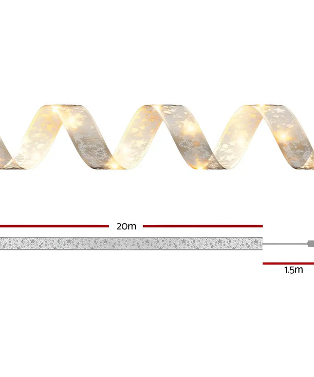 LED strip light with dimensions for 20M Christmas Lights Ribbon Fairy Light 200 LED Warm Jingle Jollys