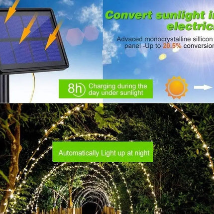 20M Multi Colour Solar Powered Outdoor Fairy Lights with 8 Lighting Modes - Home & Garden > Lighting > Outdoor Lights