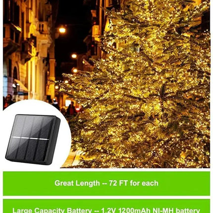 20M Multi Colour Solar Powered Outdoor Fairy Lights with 8 Lighting Modes - Home & Garden > Lighting > Outdoor Lights