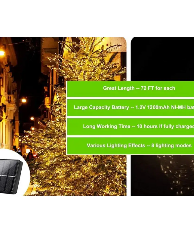20M Solar Powered Outdoor Fairy Lights with 8 Lighting Modes - Home & Garden > Lighting > Outdoor Lights
