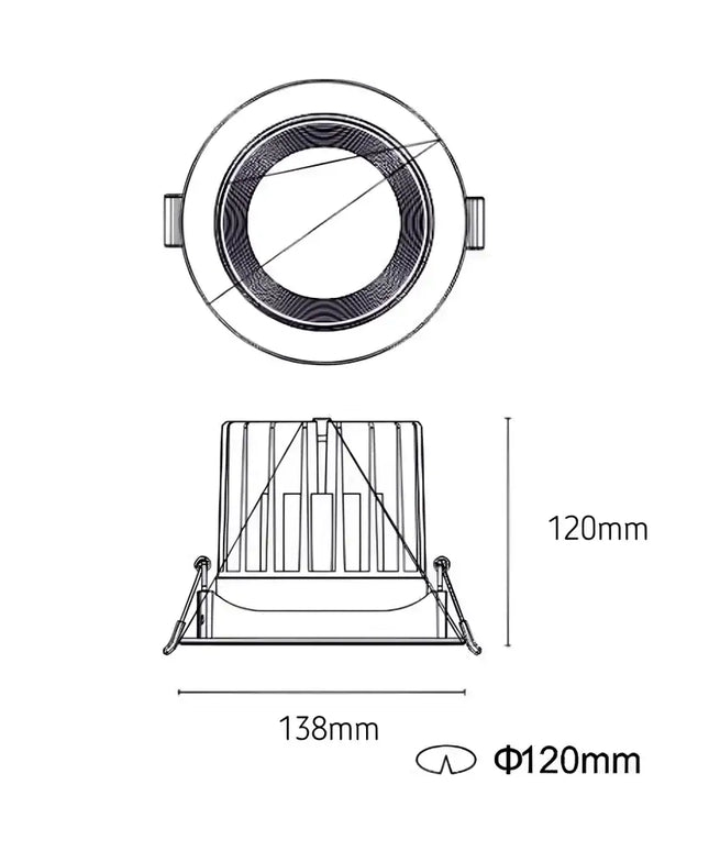 20W COB Tilt Tri Colour Dimmable LED Downlight 120mm cut out