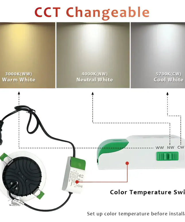 20W COB Tri-Colour Dimmable Aluminium LED Downlight 160mm cut out