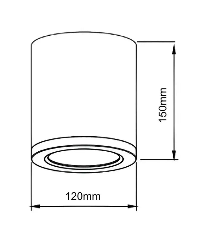 20W LED Black Tri-Colour 120mm Surface Mount Downlight