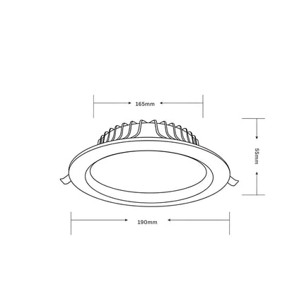 20W Tri-Colour Dimmable Aluminium LED Downlight 160mm cut out