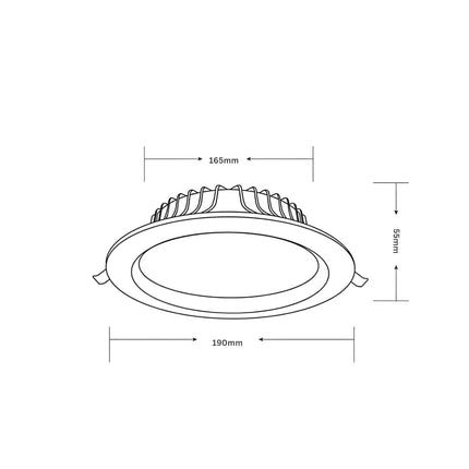 20W Tri-Colour Dimmable Aluminium LED Downlight 160mm cut out