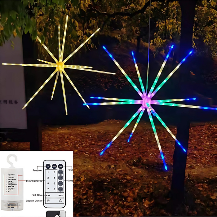 Solar Fireworks Starburst Light with Remote Control, 8 Modes Path Lights