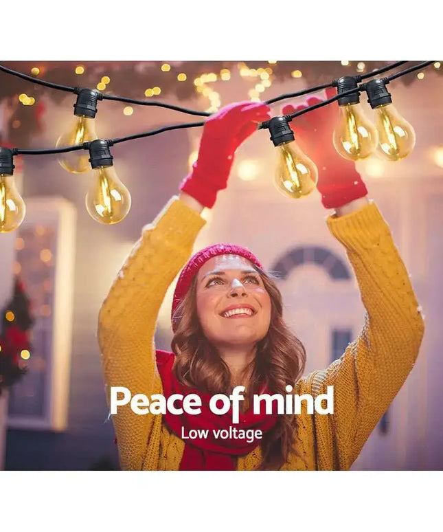 23m LED Festoon String Lights 20 A19 Bulbs Plug in Kits Dropli, Occasions > Lights, jingle-jollys-23m-led-festoon-string-lights-20-bulbs-kits-wedding-party-christmas-a19