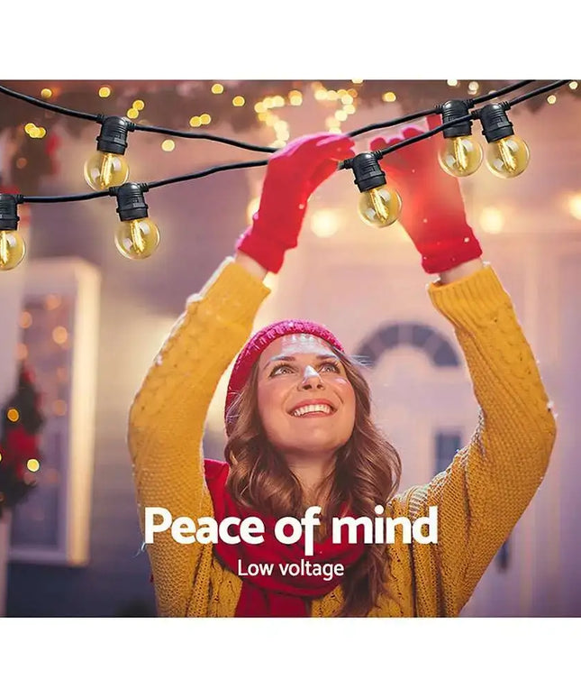 23m LED Festoon String Lights 20 G45 Bulbs Plug in Kits Dropli, Occasions > Lights, jingle-jollys-23m-led-festoon-string-lights-20-bulbs-kits-wedding-party-christmas-g45