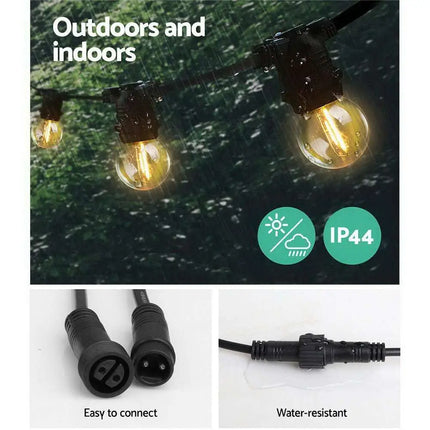 23m LED Festoon String Lights 20 G45 Bulbs Plug in Kits Dropli, Occasions > Lights, jingle-jollys-23m-led-festoon-string-lights-20-bulbs-kits-wedding-party-christmas-g45