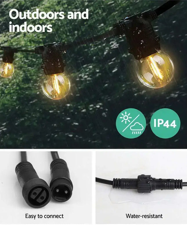 23m LED Festoon String Lights 20 G45 Bulbs Plug in Kits Dropli, Occasions > Lights, jingle-jollys-23m-led-festoon-string-lights-20-bulbs-kits-wedding-party-christmas-g45