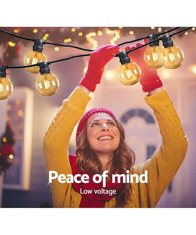 23m LED Festoon String Lights 20 G80 Bulbs Plug in Kits Dropli, Occasions > Lights, jingle-jollys-23m-led-festoon-string-lights-20-bulbs-kits-wedding-party-christmas-g80