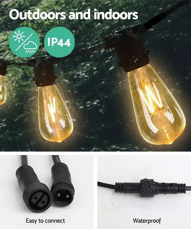 23m LED Festoon String Lights 20 ST64 Bulbs Plug in Kits Dropli, Occasions > Lights, jingle-jollys-23m-led-festoon-string-lights-20-bulbs-kits-wedding-party-christmas-st64