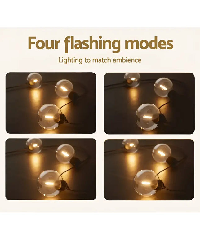 Black Solar Festoon String Lights with 20 Bulb and Four Flashing Modes