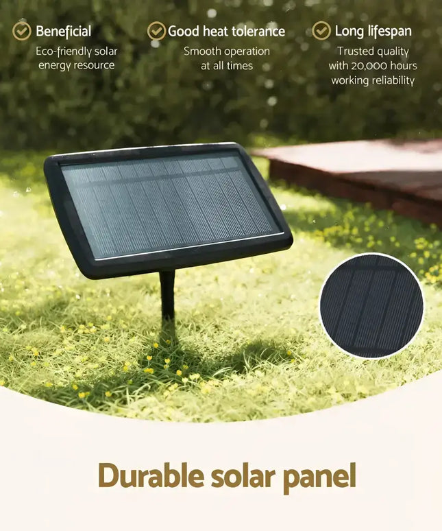 Durable solar panel attached to 23m Black Solar Festoon String Lights with 20 Bulbs