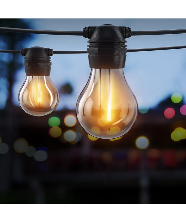 23m Black Solar Festoon String Lights with 20 Bulb Plug in Kit - Occasions > Christmas > Outdoor Decorations & Lights