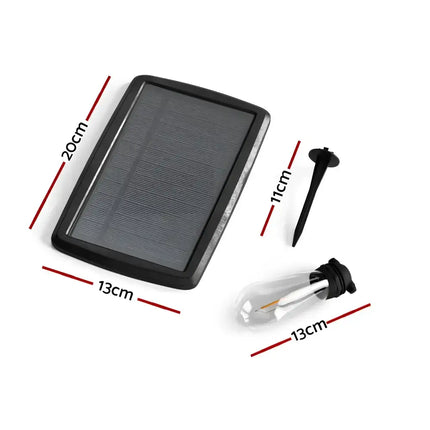 Solar-powered garden light with panel and stake from 23m Black Solar Festoon String Lights kit