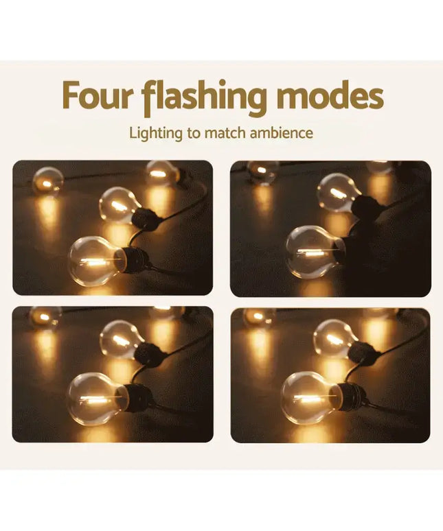 23m Black Solar Festoon String Lights with 20 Bulb Plug in Kit - Occasions > Christmas > Outdoor Decorations & Lights