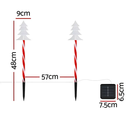 Christmas tree-shaped solar garden lights with dimensions for Jingle Jollys outdoor decor