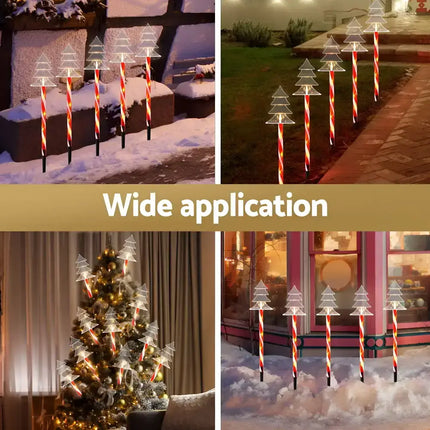 Christmas tree with candy cane lights for garden decoration from 25 LED 5 PCS Christmas Lights Path Ground Light Garden Decorations Jingle Jollys