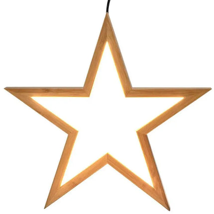 2x Large Bamboo Star LED Hanging Lamp Light Home Decor Lighting - Natural - Home & Garden > Lighting