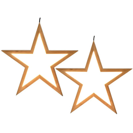 2x Large Bamboo Star LED Hanging Lamp Light Home Decor Lighting - Natural - Home & Garden > Lighting