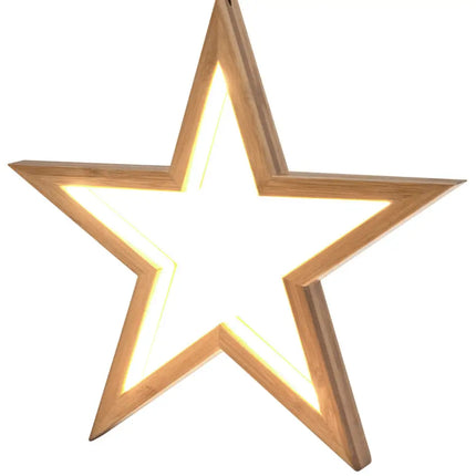 2x Large Bamboo Star LED Hanging Lamp Light Home Decor Lighting - Natural - Home & Garden > Lighting