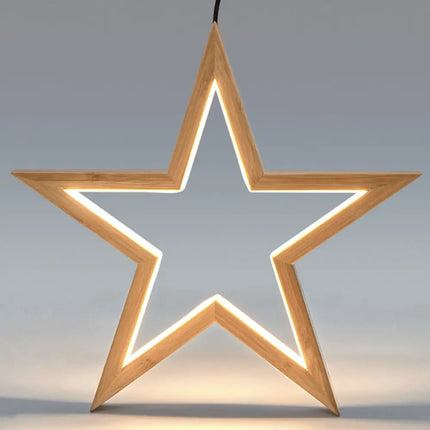 2x Large Bamboo Star LED Hanging Lamp Light Home Decor Lighting - Natural - Home & Garden > Lighting