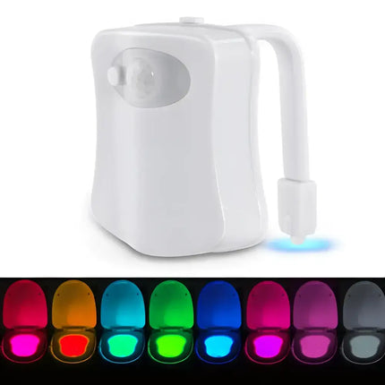 White toilet bowl night light from 2X LED Bathroom Motion Night Light for nighttime visibility