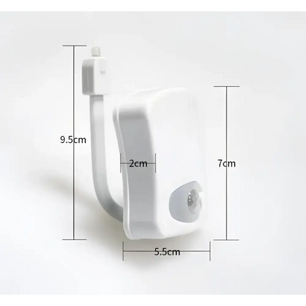 White toilet bowl light with dimensions from the 2X LED Toilet Bathroom Motion Night Light product