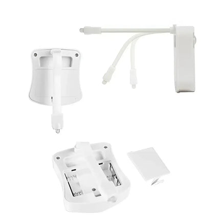 White toilet bowl night light with built-in battery compartment for bathroom illumination
