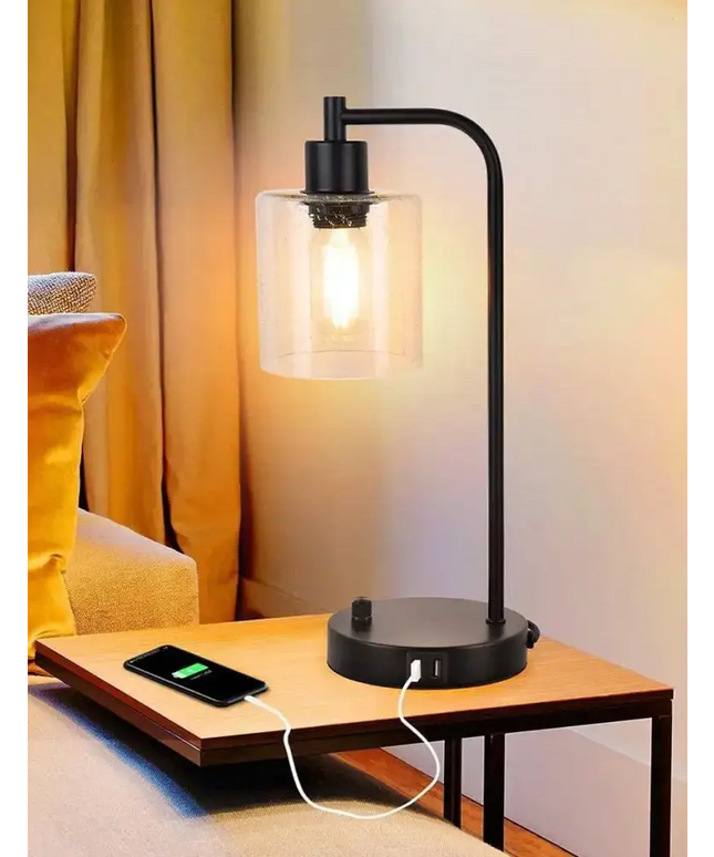 2x Pack Dimmable Industrial Table Lamp with 2 USB Port Dropli, Home & Garden > Lighting, 2x-pack-industrial-table-lamp