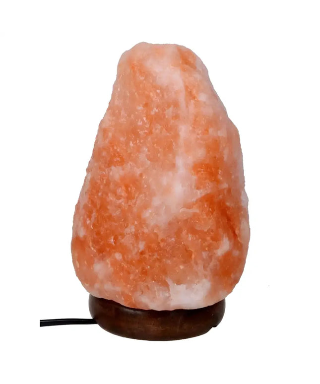2-3kg natural-shaped Himalayan salt lamp glowing warmly.