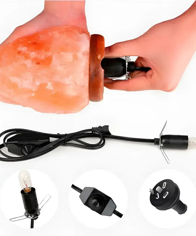 3-5kg natural-shaped Himalayan salt lamp with a warm amber glow.