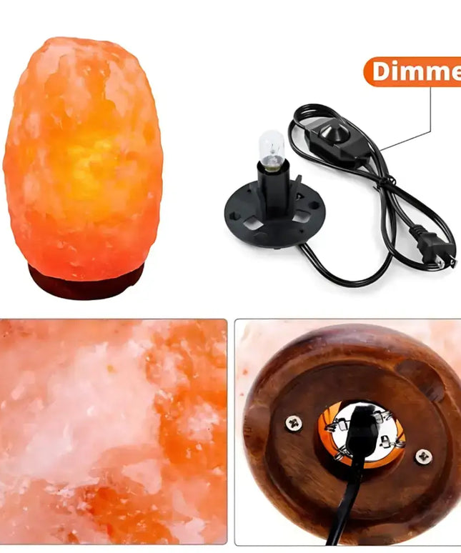 Glowing Himalayan salt lamp creating a peaceful ambiance.